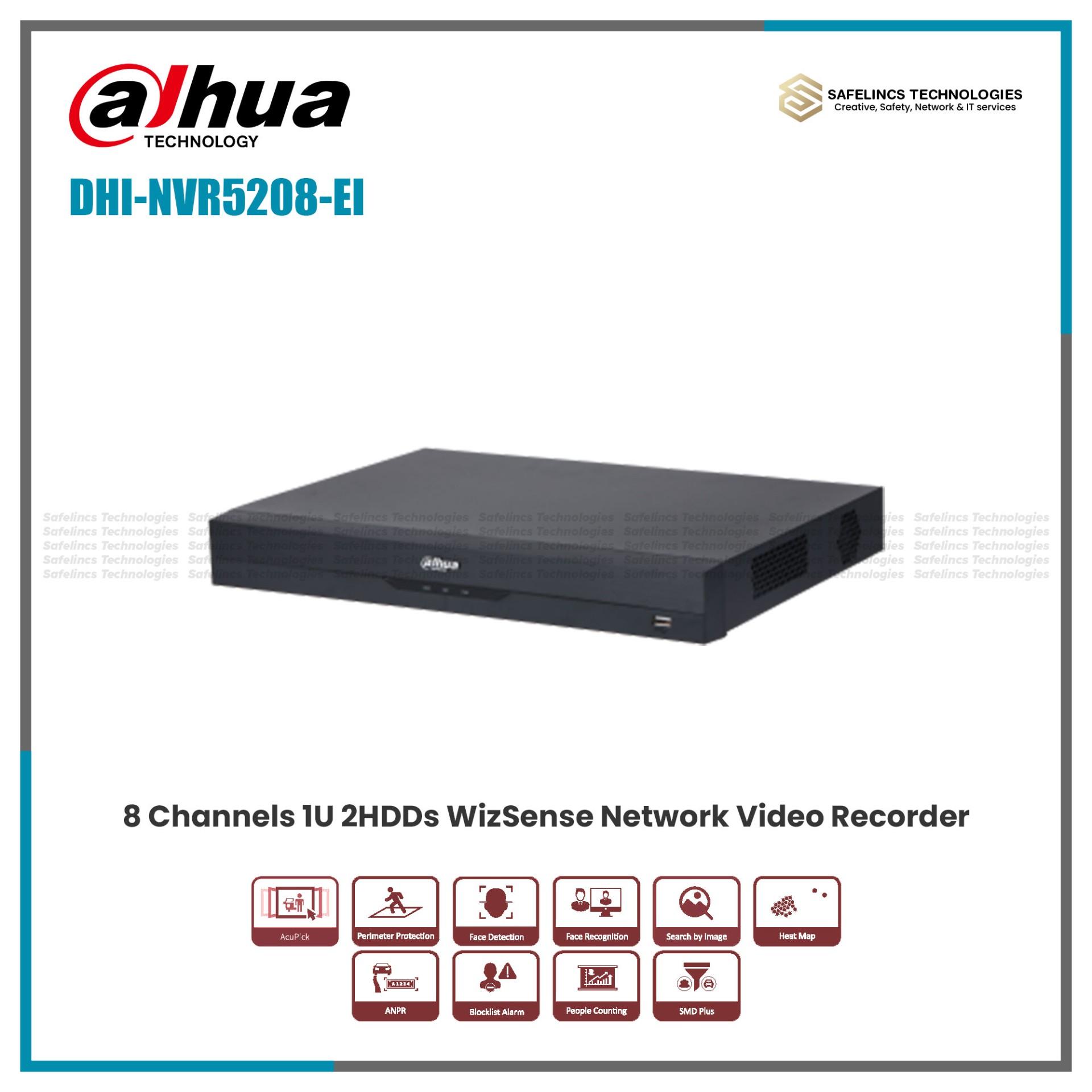 DHI-NVR5208-EI-Dahua 8 Channel NVR 2 SATA AI NVR