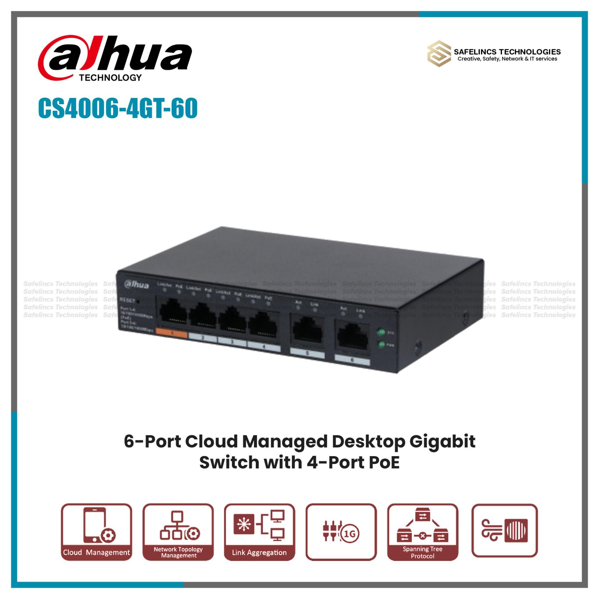 CS4006-4GT-60 6-Port Cloud Managed Desktop Gigabit Switch