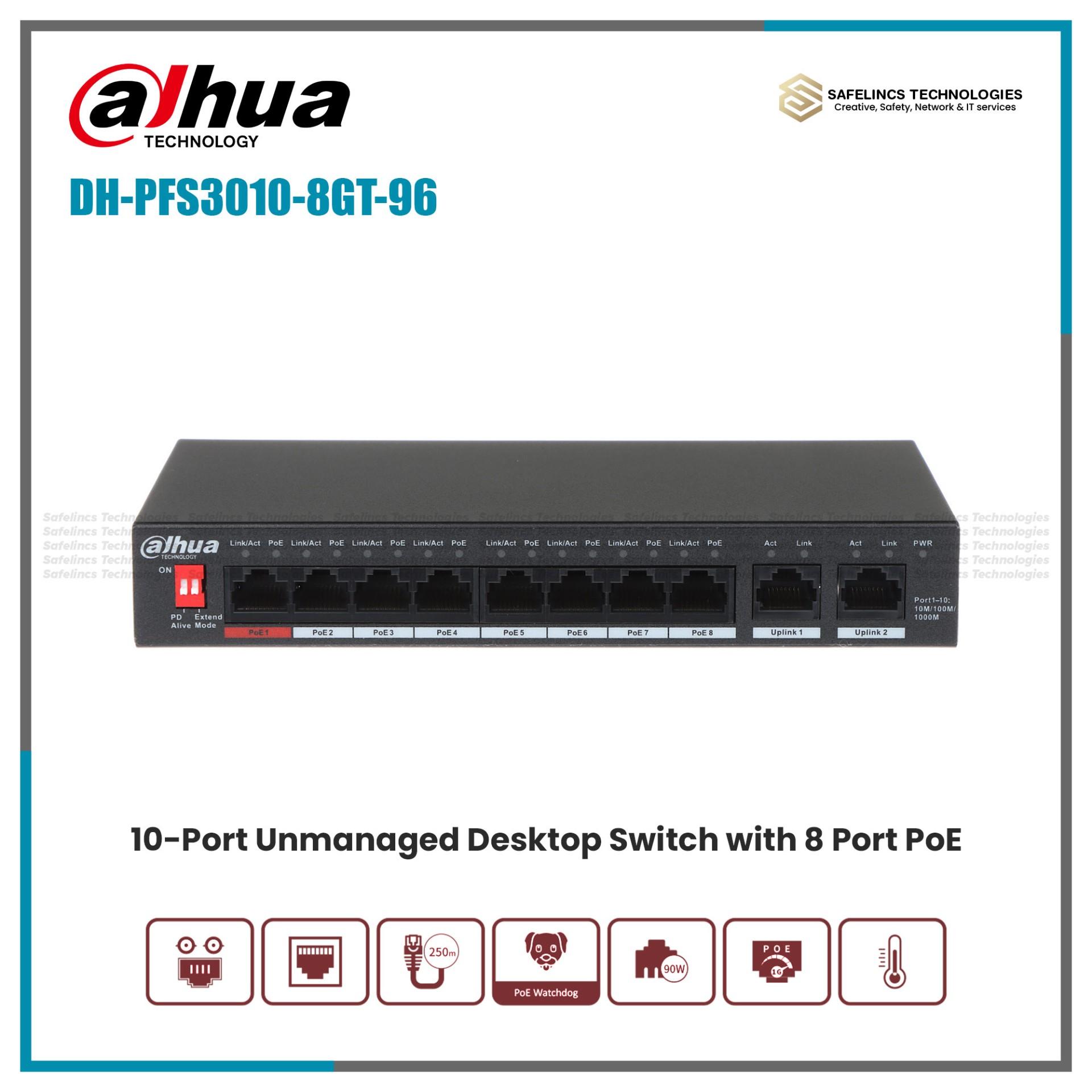 DH-PFS3010-8GT-96-10 Port Giga Bit Switch with 8 Port PoE