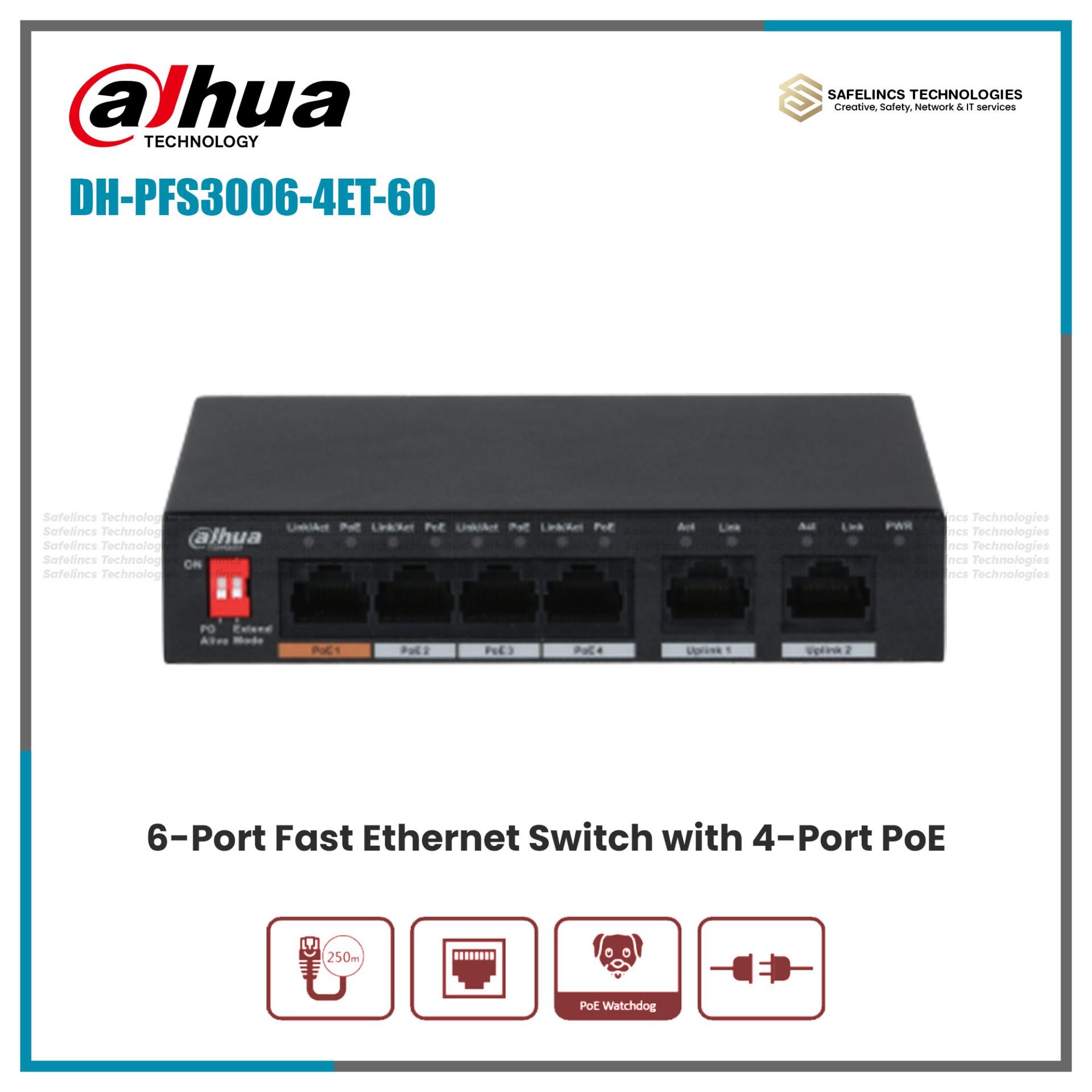 DH-PFS3006-4ET-60- Dahua 4 Port Poe Switch