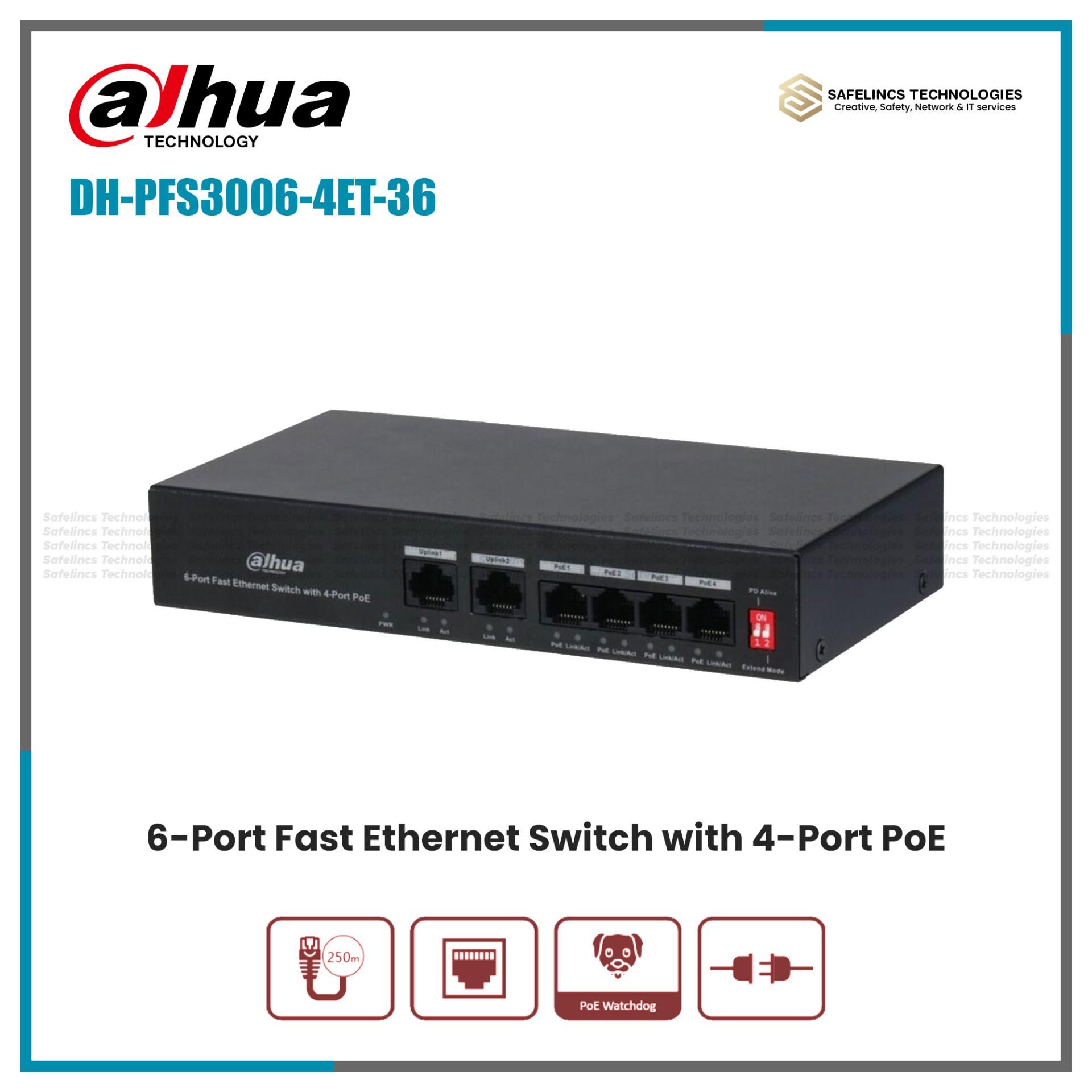 DH-PFS3006-4ET-36- Budget Poe Switch-36 Watt